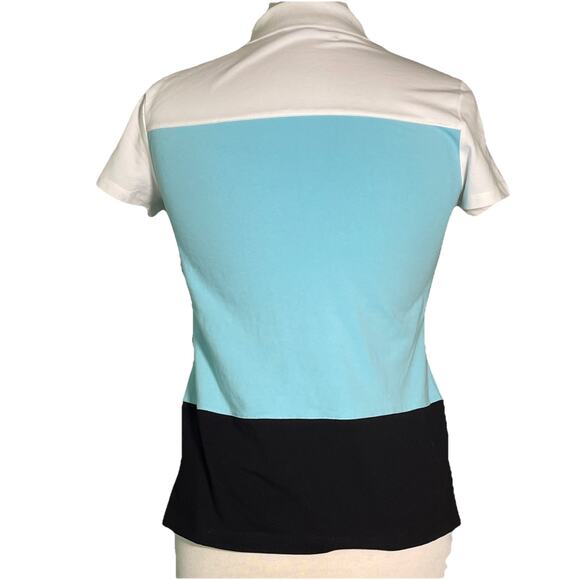 Jones New York Signature Women’s Small Polo Blue and White Shirt Sleeve-NWT Flaw - Picture 3 of 6